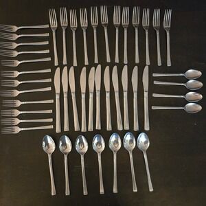 Vintage Doric Stainless Japan Flatware Set 46 Pcs Forks salad dinner spoons MCM